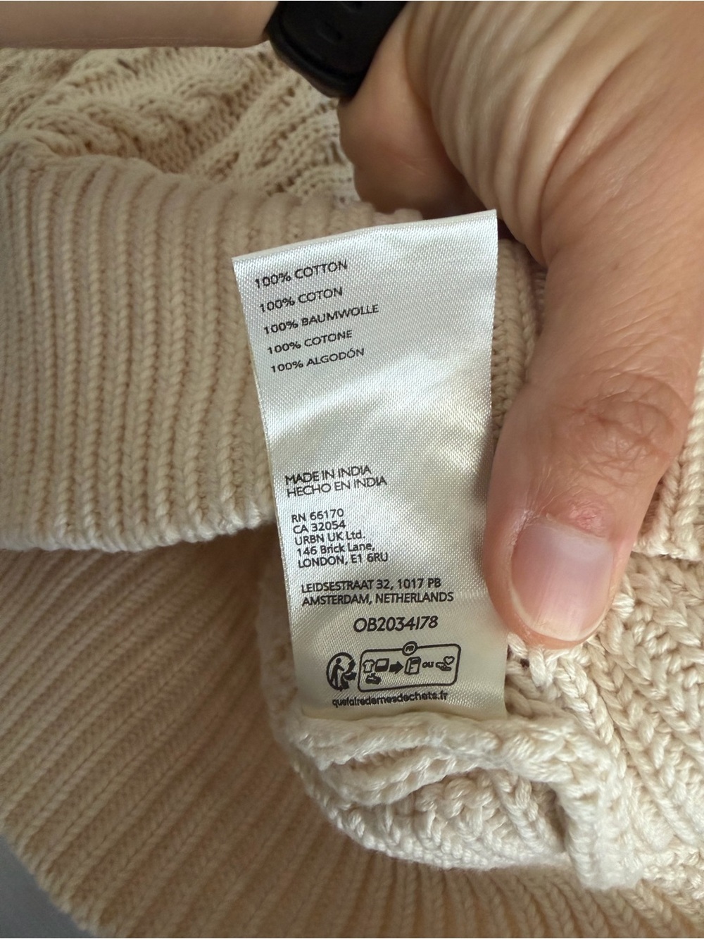 Anthropologie Cream Cable-Knit Crew neck cropped Sweater - Picture 5 of 7
